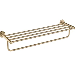 Elie Bathroom Shelf with Towel Bar, Brushed Gold Finish Towel Rings|Towel Bars
