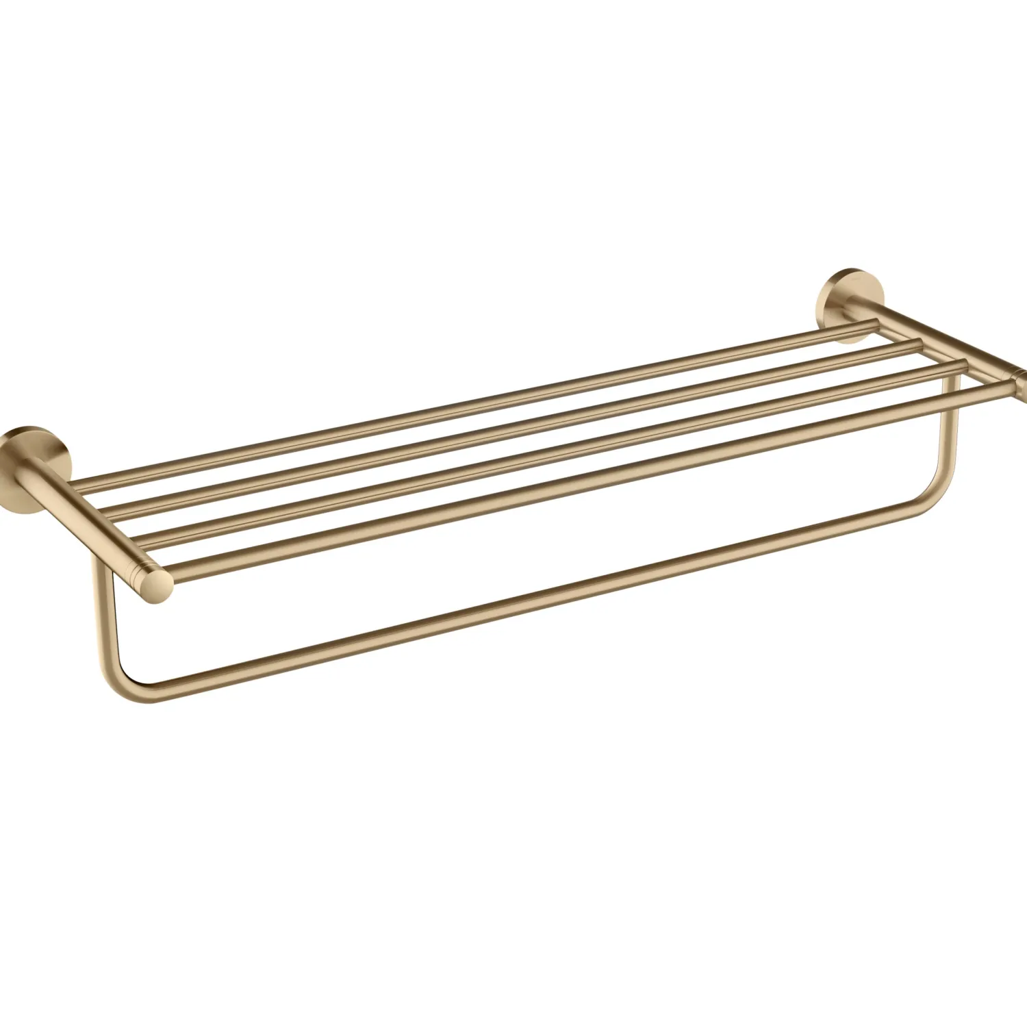 Elie Bathroom Shelf with Towel Bar, Brushed Gold Finish Towel Rings|Towel Bars