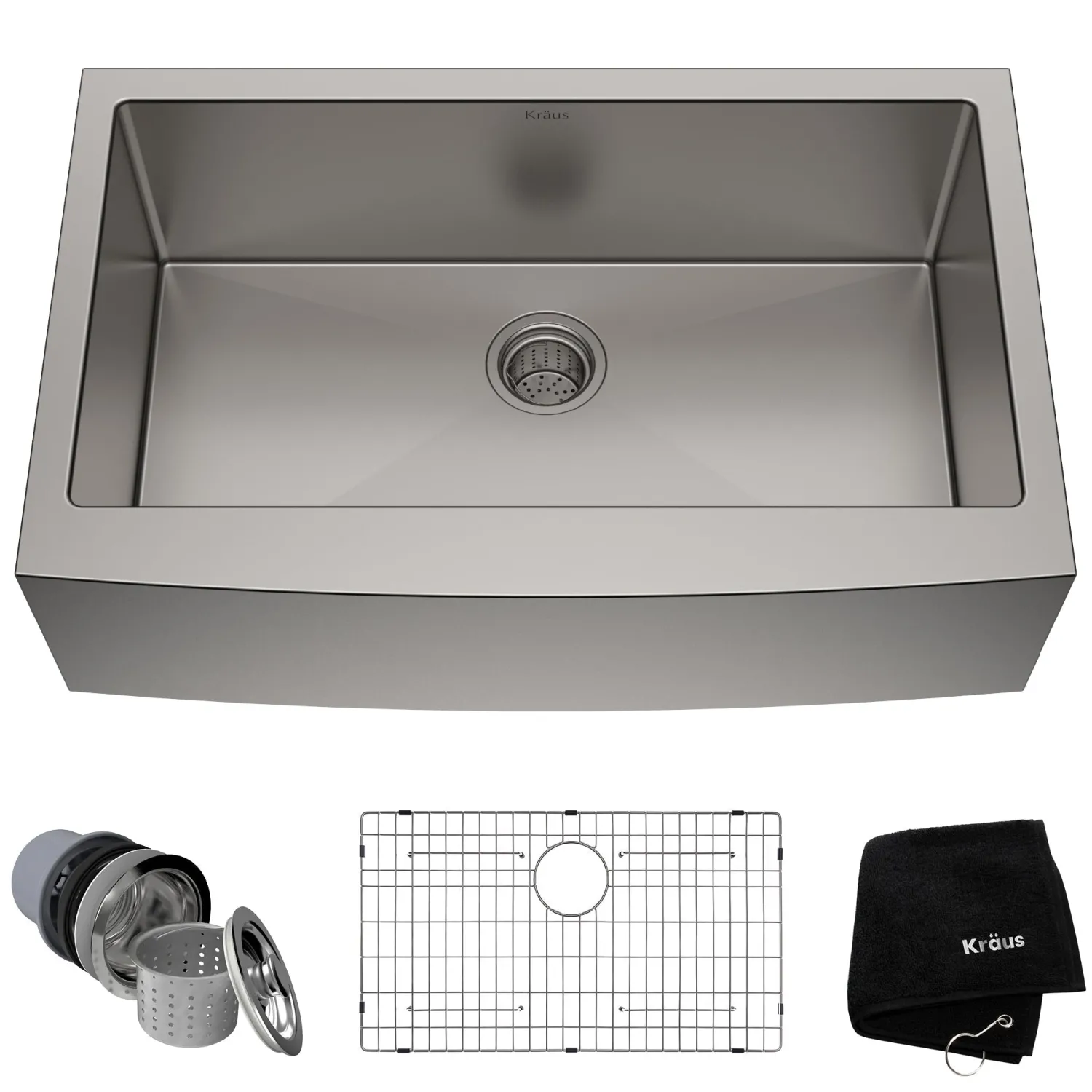 Online 33" Farmhouse Single Bowl Stainless Steel Kitchen Sink with NoiseDefend Soundproofing Stainless Steel Sinks|Single Bowl Sinks