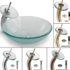 Sale Frosted Glass Vessel Sink and Waterfall Faucet Sink And Faucet Combos
