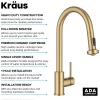 2-Function Single Handle Pull Down Kitchen Faucet in Spot-Free Brushed Brass Single Hole