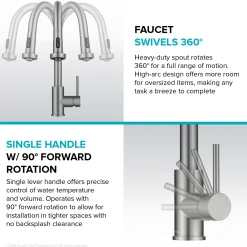 2-Function Single Handle Pull Down Kitchen Faucet in Spot-Free Brushed Brass Single Hole