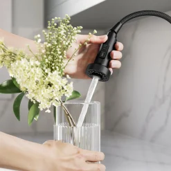 Clearance 2-Function Single Handle Pull Down Kitchen Faucet in Matte Black Single Hole
