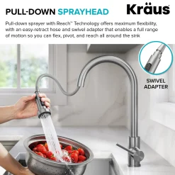 Clearance 2-Function Single Handle Pull Down Kitchen Faucet in Matte Black Single Hole