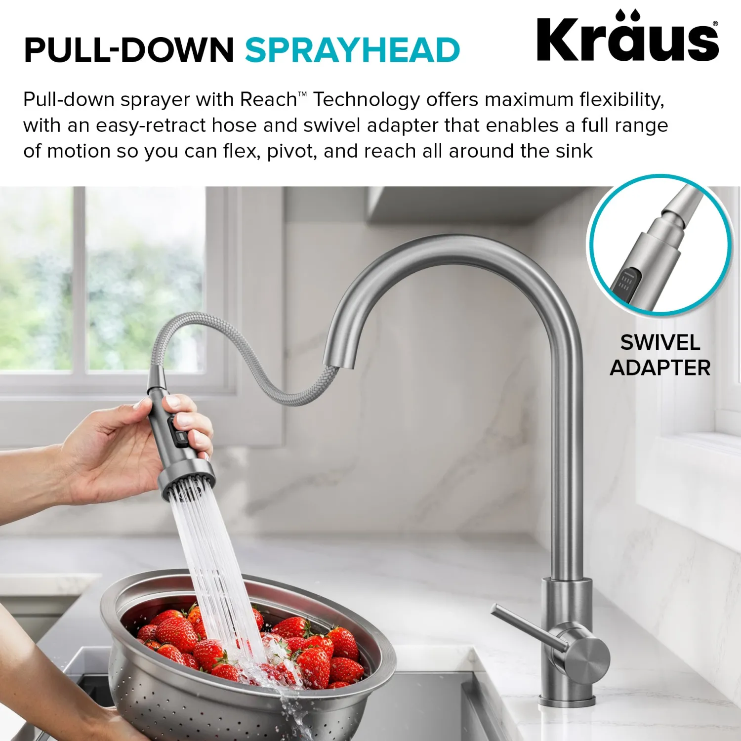 Clearance 2-Function Single Handle Pull Down Kitchen Faucet in Matte Black Single Hole