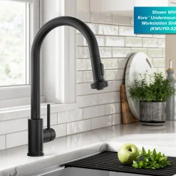 Clearance 2-Function Single Handle Pull Down Kitchen Faucet in Matte Black Single Hole