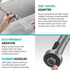Clearance 2-Function Single Handle Pull Down Kitchen Faucet in Matte Black Single Hole