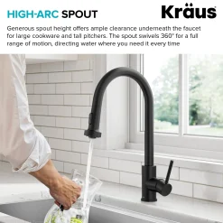 Clearance 2-Function Single Handle Pull Down Kitchen Faucet in Matte Black Single Hole
