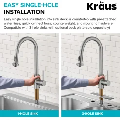 Online 2-Function Single Handle Pull Down Kitchen Faucet in Spot-Free Stainless Single Hole