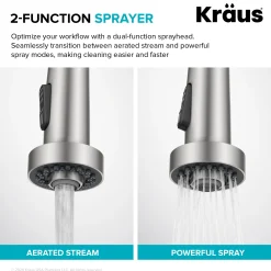 Online 2-Function Single Handle Pull Down Kitchen Faucet in Spot-Free Stainless Single Hole