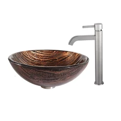 Hot Gaia Glass Vessel Sink and Ramus Faucet Sink And Faucet Combos|Above Counter / Vessel Sinks