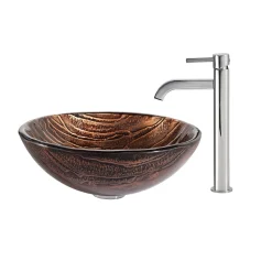 Hot Gaia Glass Vessel Sink and Ramus Faucet Sink And Faucet Combos|Above Counter / Vessel Sinks