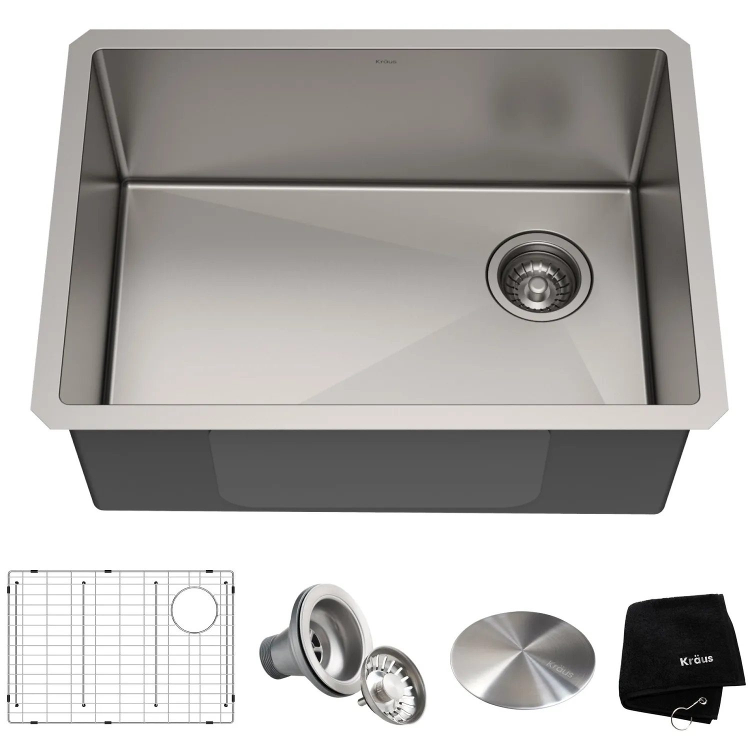 Hot 25" 16 Gauge Undermount Single Bowl Stainless Steel Kitchen Sink with Off Center Drain Stainless Steel Sinks|Single Bowl Sinks