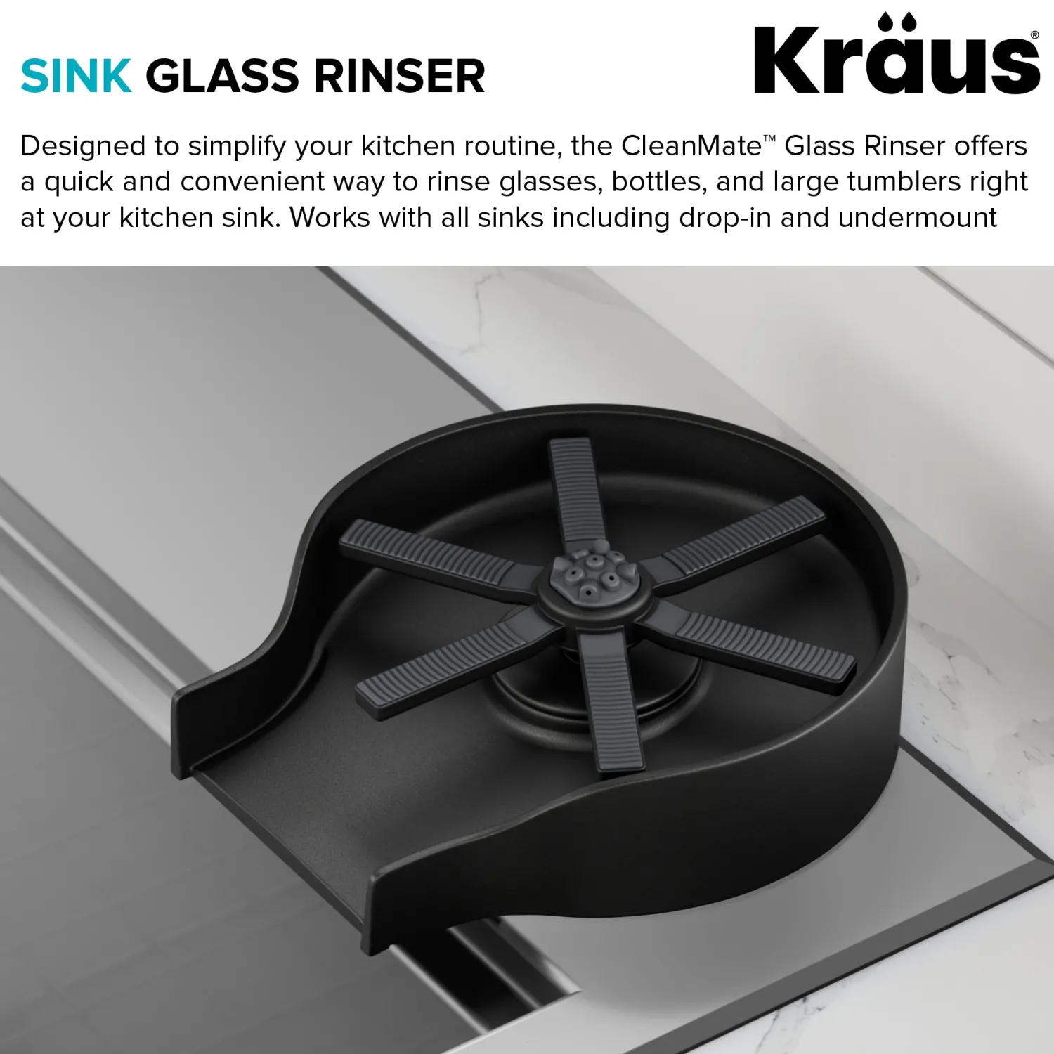 Outlet Glass Rinser in Matte Black Glass Rinsers