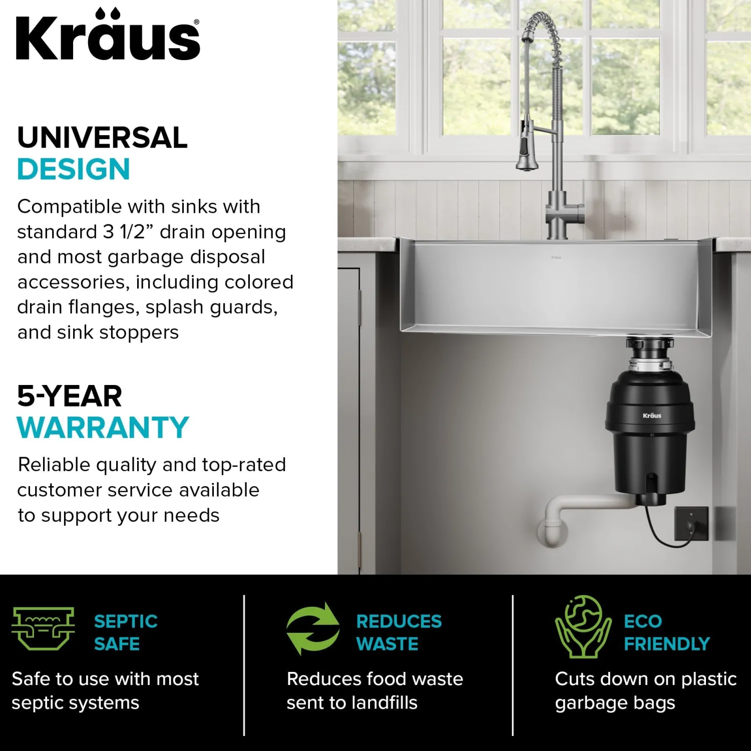 Clearance 1 HP Continuous Feed Garbage Disposal Garbage Disposals & Parts