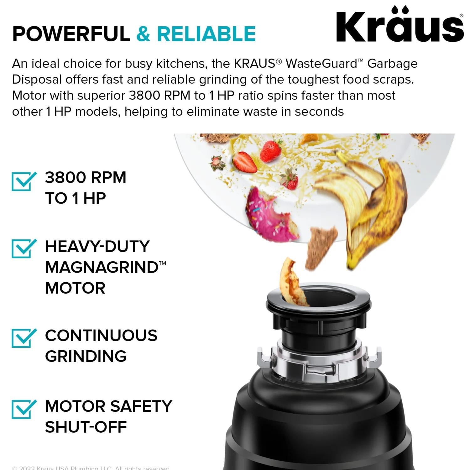 Clearance 1 HP Continuous Feed Garbage Disposal Garbage Disposals & Parts