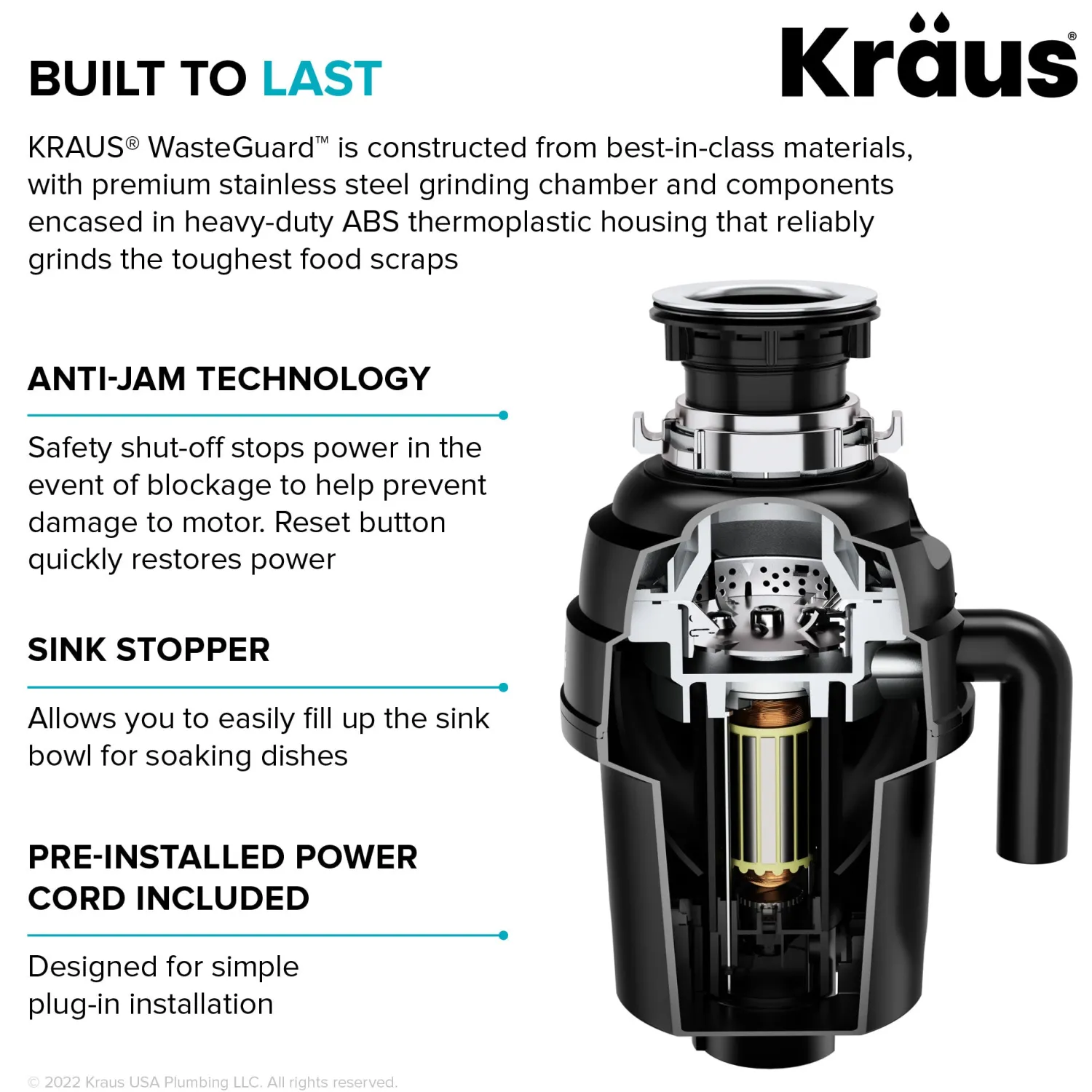 Clearance 1 HP Continuous Feed Garbage Disposal Garbage Disposals & Parts