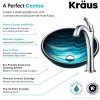 Hot 17-Inch Blue Glass Nature Series Bathroom Vessel Sink and Arlo Faucet Combo Set with Pop-Up Drain Sink And Faucet Combos|Above Counter / Vessel Sinks
