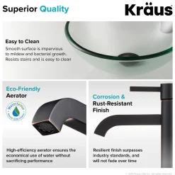 Sale 14-Inch Clear Glass Bathroom Vessel Sink and Ramus Faucet Combo Set with Pop-Up Drain Sink And Faucet Combos|Above Counter / Vessel Sinks