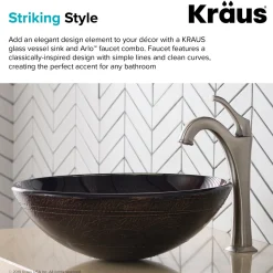 Discount 16 1/2-Inch Copper Brown Bathroom Vessel Sink and Arlo Faucet Combo Set with Pop-Up Drain Sink And Faucet Combos|Above Counter / Vessel Sinks