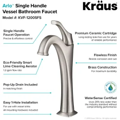 New 16 1/2-Inch Crystal Clear Glass Bathroom Vessel Sink and Arlo Faucet Combo Set with Pop-Up Drain Sink And Faucet Combos|Above Counter / Vessel Sinks
