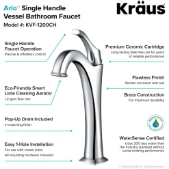 New 16 1/2-Inch Crystal Clear Glass Bathroom Vessel Sink and Arlo Faucet Combo Set with Pop-Up Drain Sink And Faucet Combos|Above Counter / Vessel Sinks