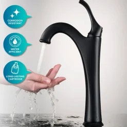 New 16 1/2-Inch Crystal Clear Glass Bathroom Vessel Sink and Arlo Faucet Combo Set with Pop-Up Drain Sink And Faucet Combos|Above Counter / Vessel Sinks