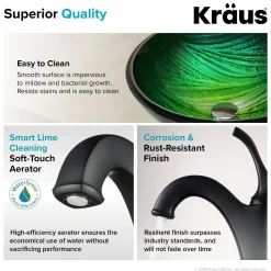 Sale 17-Inch Green Glass Nature Series Bathroom Vessel Sink and Arlo Faucet Combo Set with Pop-Up Drain Sink And Faucet Combos|Above Counter / Vessel Sinks