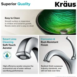 Sale 17-Inch Green Glass Nature Series Bathroom Vessel Sink and Arlo Faucet Combo Set with Pop-Up Drain Sink And Faucet Combos|Above Counter / Vessel Sinks