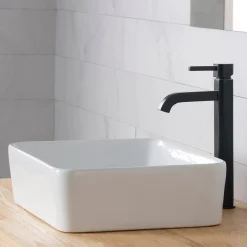 Hot 19-Inch Modern Rectangular White Porcelain Ceramic Bathroom Vessel Sink and Ramus Faucet Combo Set with Pop-Up Drain, Oil Rubbed Bronze Finish Sink And Faucet Combos|Above Counter / Vessel Sinks