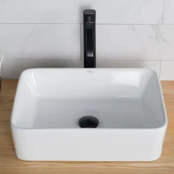 Hot 19-Inch Modern Rectangular White Porcelain Ceramic Bathroom Vessel Sink and Ramus Faucet Combo Set with Pop-Up Drain, Oil Rubbed Bronze Finish Sink And Faucet Combos|Above Counter / Vessel Sinks