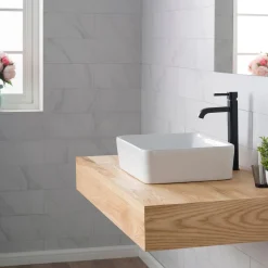 Hot 19-Inch Modern Rectangular White Porcelain Ceramic Bathroom Vessel Sink and Ramus Faucet Combo Set with Pop-Up Drain, Oil Rubbed Bronze Finish Sink And Faucet Combos|Above Counter / Vessel Sinks