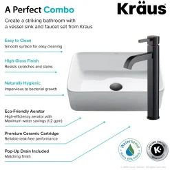 Hot 19-Inch Modern Rectangular White Porcelain Ceramic Bathroom Vessel Sink and Ramus Faucet Combo Set with Pop-Up Drain, Oil Rubbed Bronze Finish Sink And Faucet Combos|Above Counter / Vessel Sinks