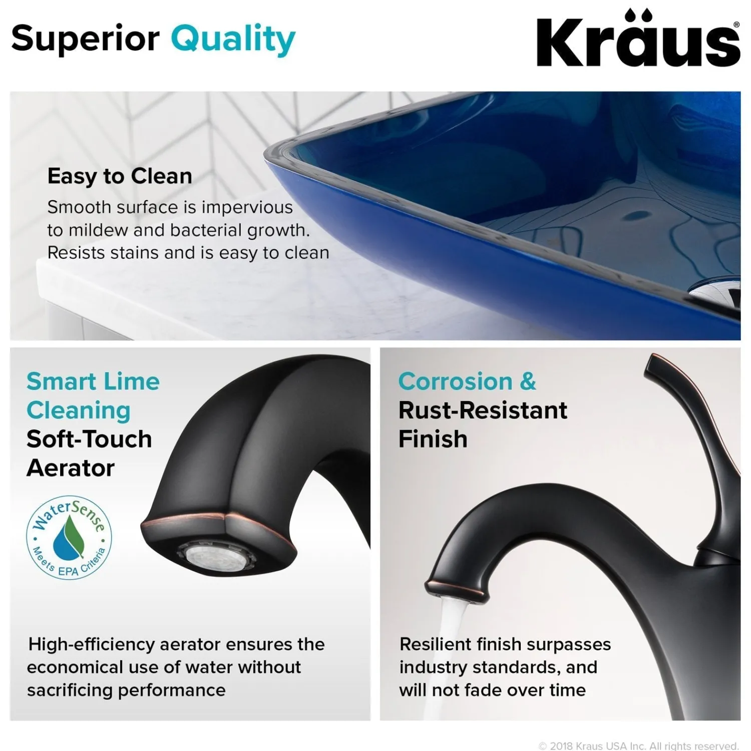 New 22-Inch Rectangular Blue Glass Bathroom Vessel Sink and Arlo Faucet Combo Set with Pop-Up Drain Sink And Faucet Combos|Above Counter / Vessel Sinks