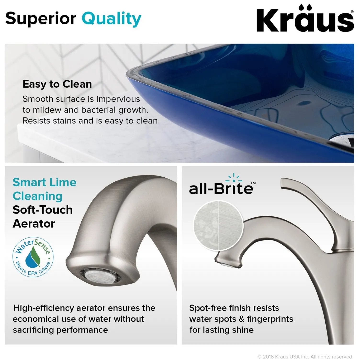 New 22-Inch Rectangular Blue Glass Bathroom Vessel Sink and Arlo Faucet Combo Set with Pop-Up Drain Sink And Faucet Combos|Above Counter / Vessel Sinks