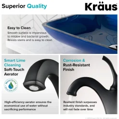 New 22-Inch Rectangular Blue Glass Bathroom Vessel Sink and Arlo Faucet Combo Set with Pop-Up Drain Sink And Faucet Combos|Above Counter / Vessel Sinks