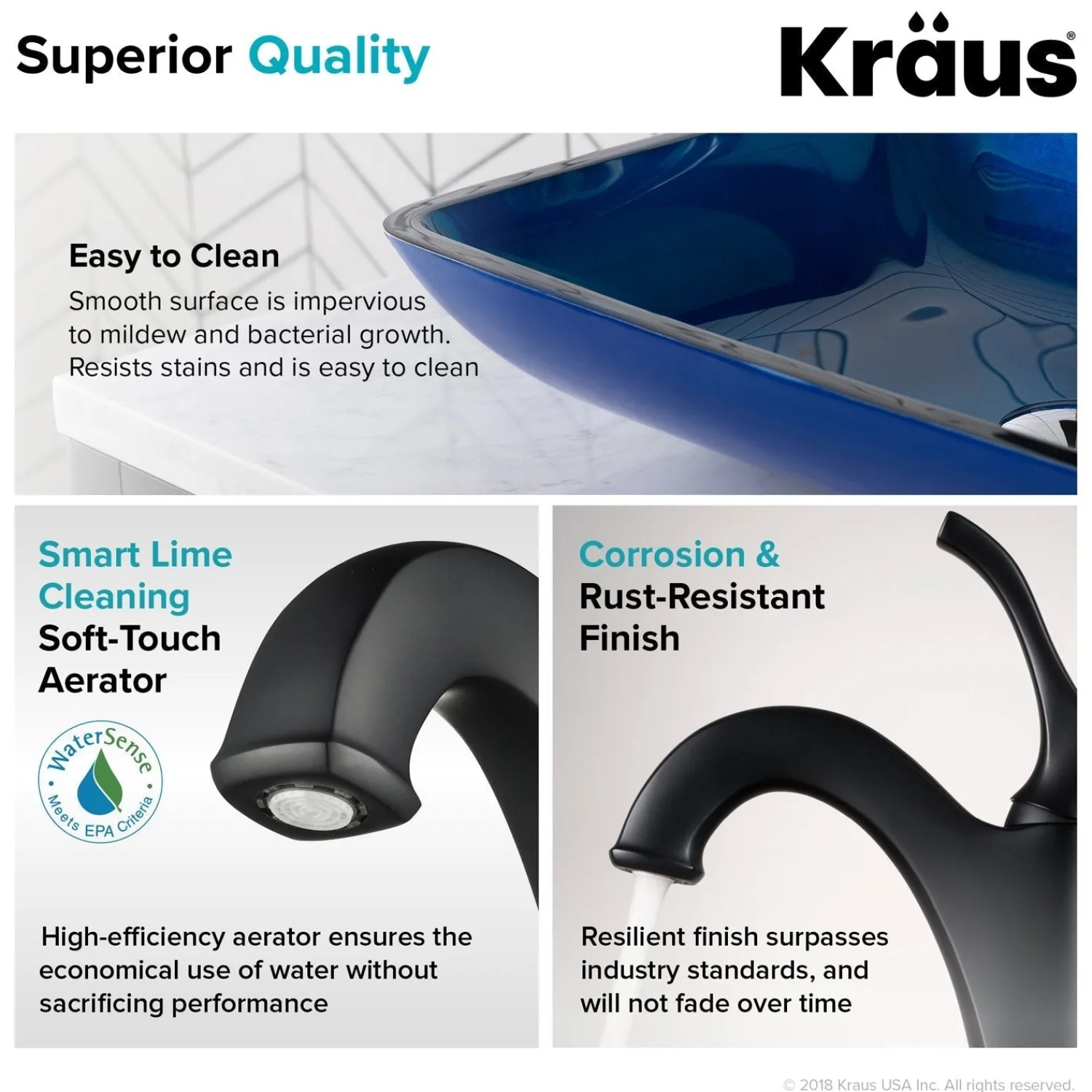 New 22-Inch Rectangular Blue Glass Bathroom Vessel Sink and Arlo Faucet Combo Set with Pop-Up Drain Sink And Faucet Combos|Above Counter / Vessel Sinks