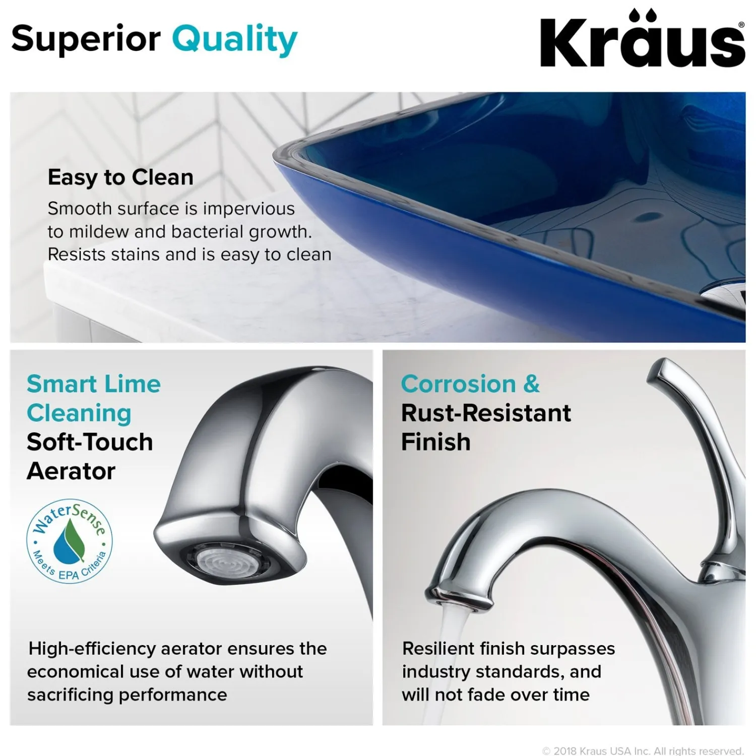 New 22-Inch Rectangular Blue Glass Bathroom Vessel Sink and Arlo Faucet Combo Set with Pop-Up Drain Sink And Faucet Combos|Above Counter / Vessel Sinks