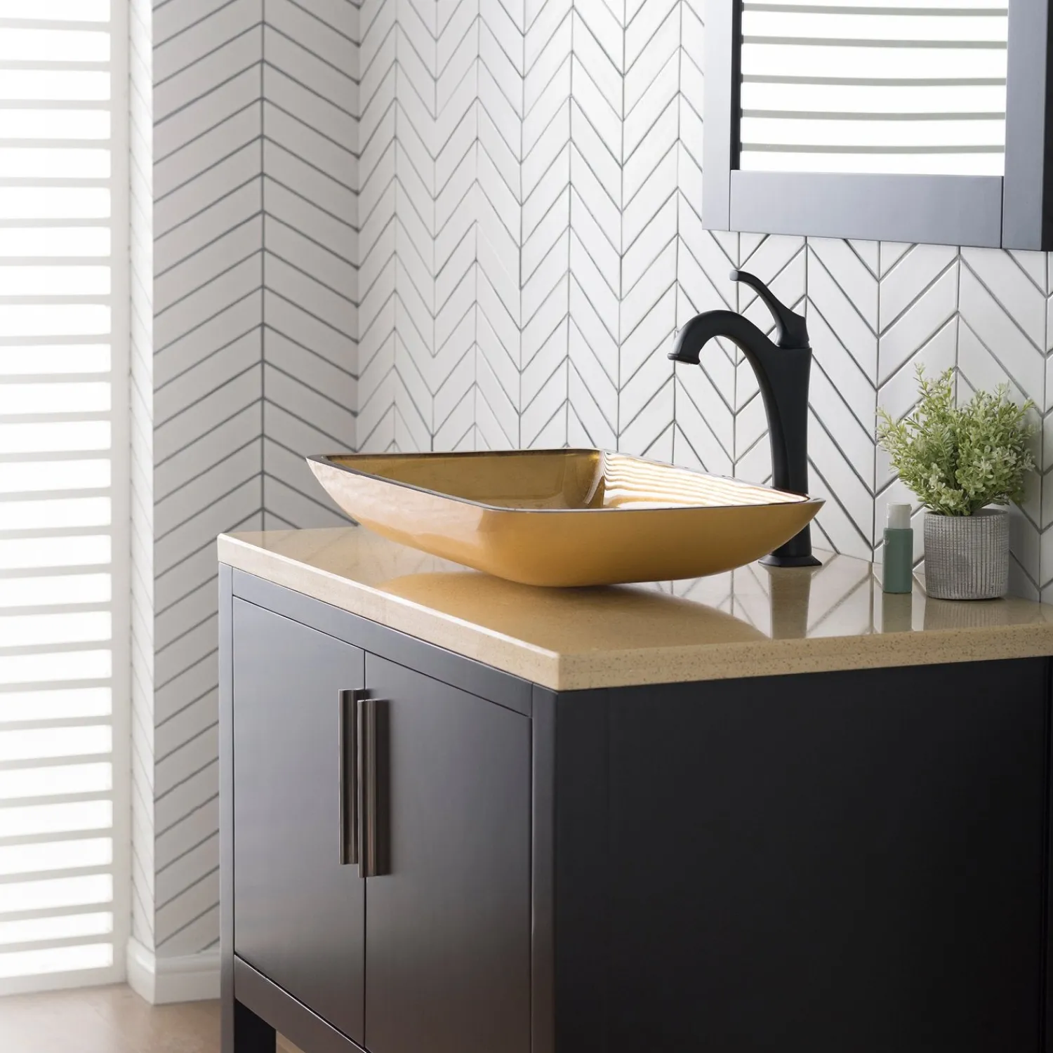 22-Inch Rectangular Gold Glass Bathroom Vessel Sink and Arlo Faucet Combo Set with Pop-Up Drain Sink And Faucet Combos|Above Counter / Vessel Sinks