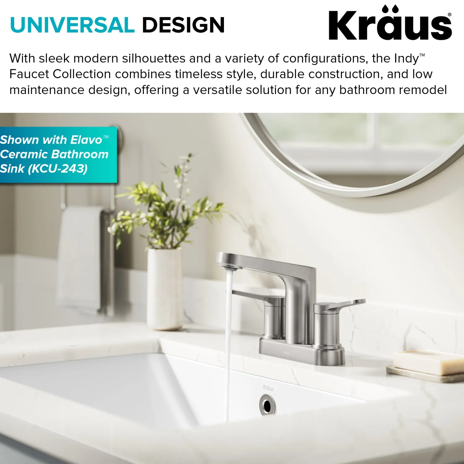Clearance Indy 2-Handle 4-inch Center-set Bathroom Faucet in Spot-Free Brushed Nickel 4" Center Set