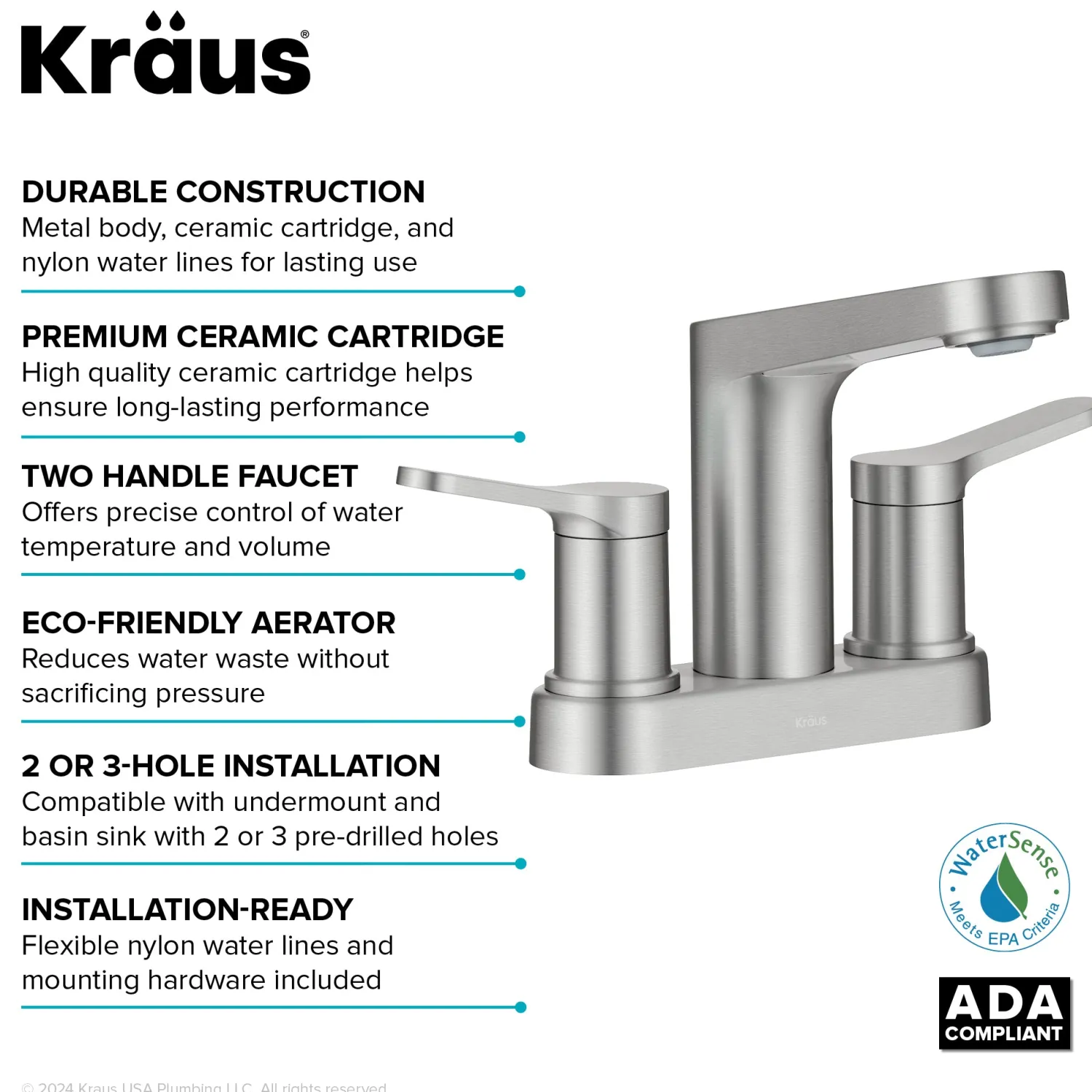 Clearance Indy 2-Handle 4-inch Center-set Bathroom Faucet in Spot-Free Brushed Nickel 4" Center Set