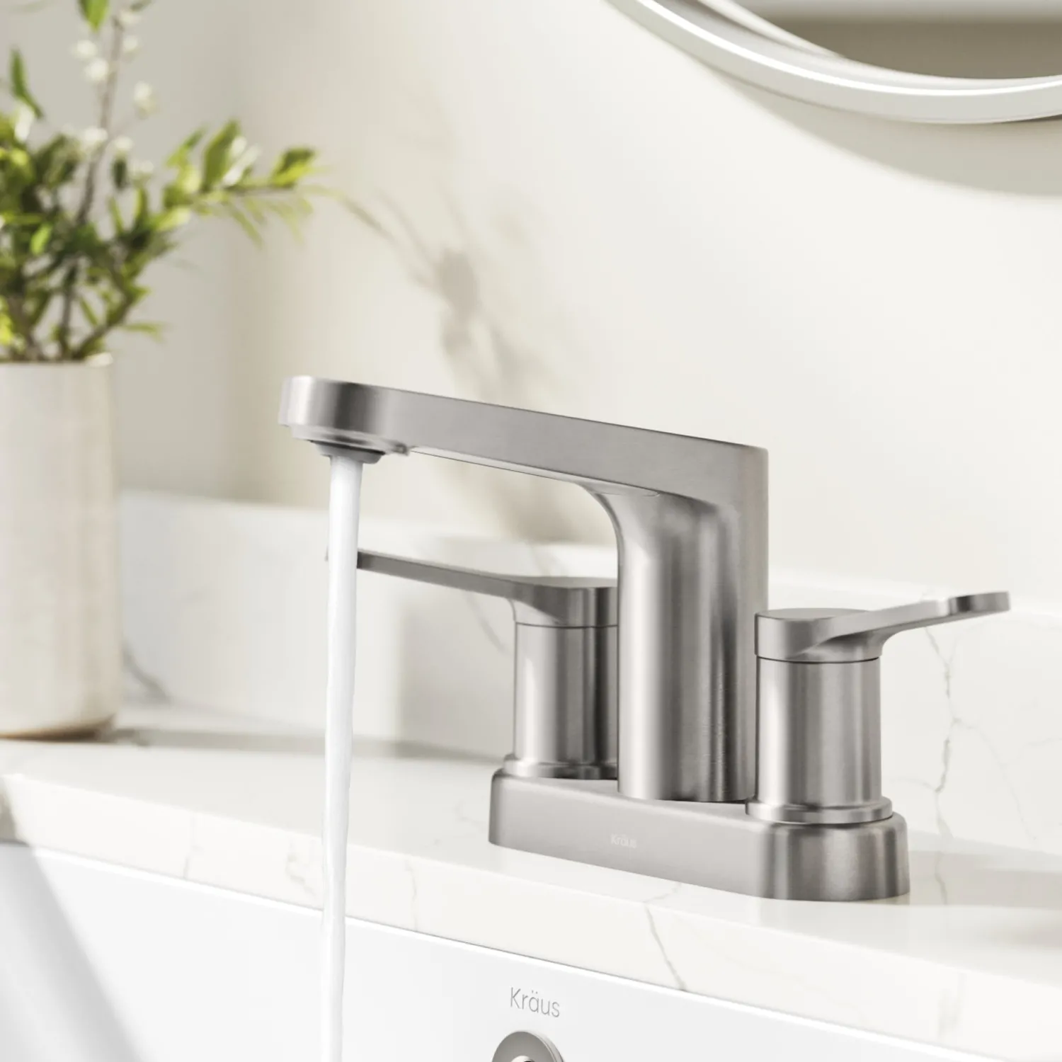Clearance Indy 2-Handle 4-inch Center-set Bathroom Faucet in Spot-Free Brushed Nickel 4" Center Set