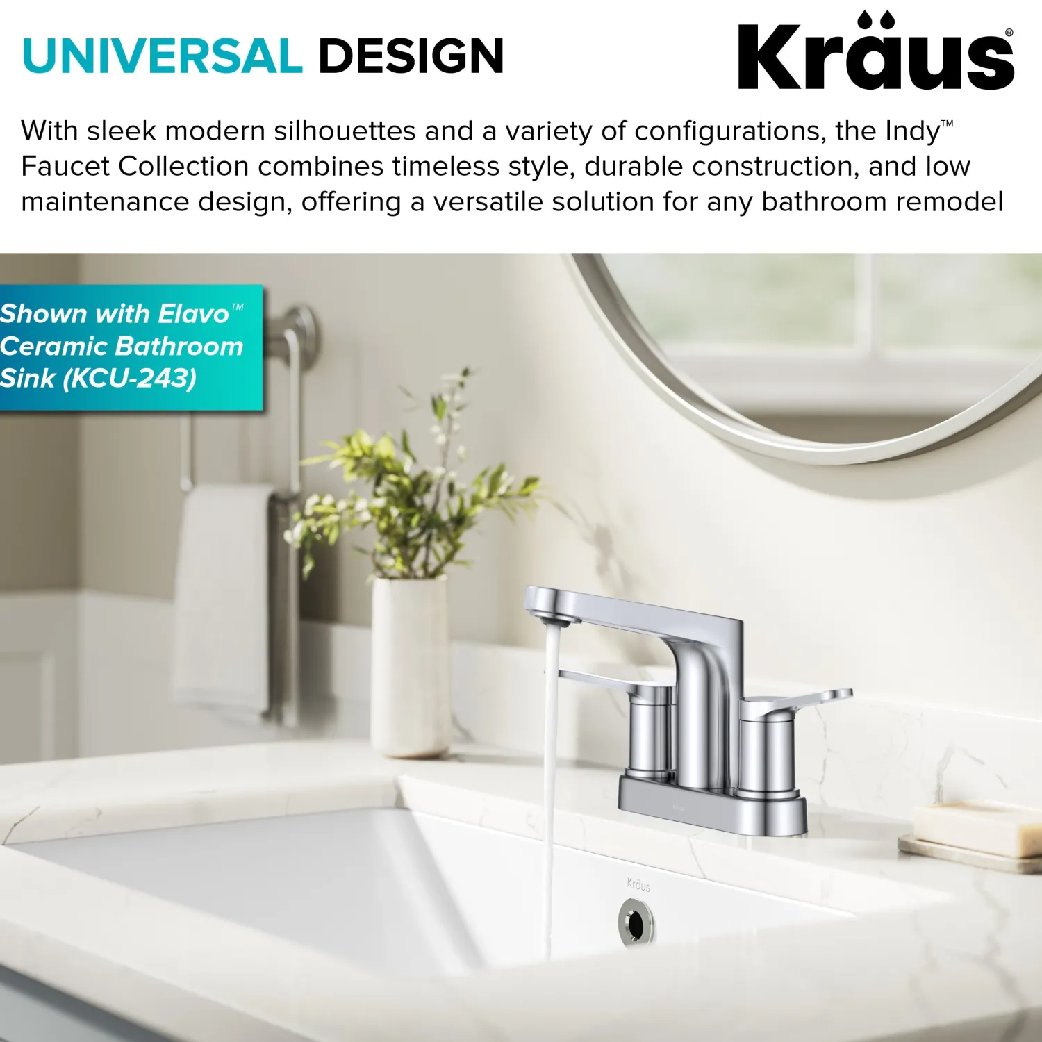 Discount Indy 2-Handle 4-inch Centerset Bathroom Faucet in Chrome 4" Center Set