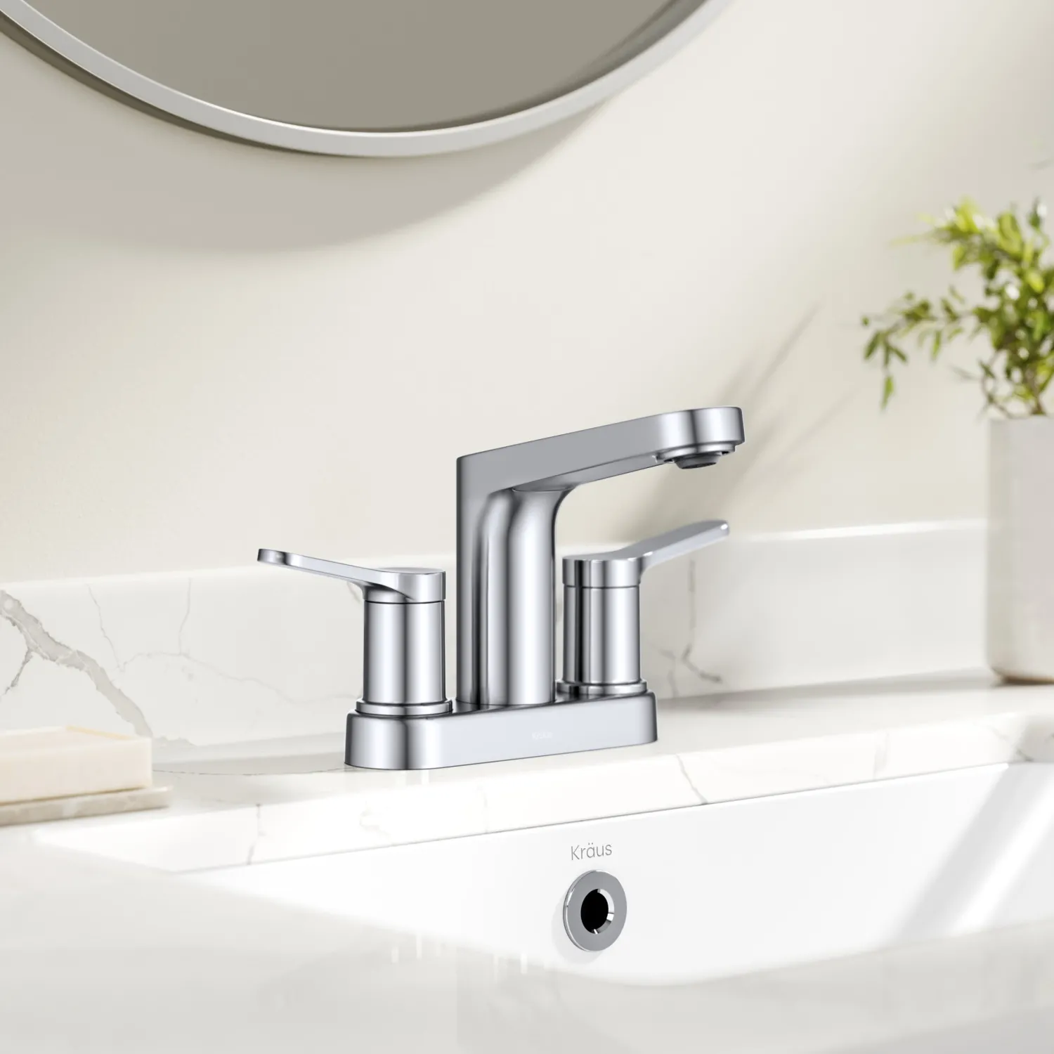 Discount Indy 2-Handle 4-inch Centerset Bathroom Faucet in Chrome 4" Center Set