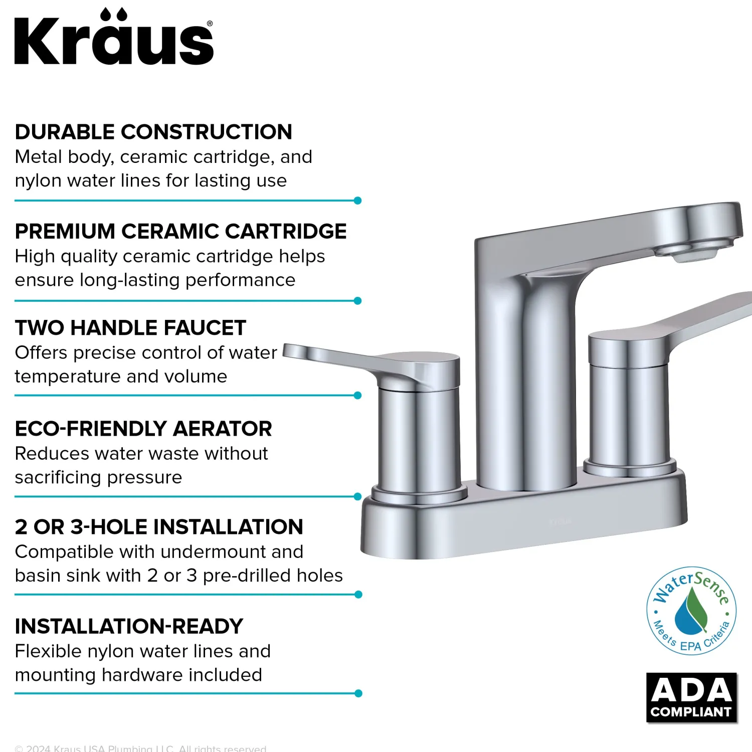 Discount Indy 2-Handle 4-inch Centerset Bathroom Faucet in Chrome 4" Center Set