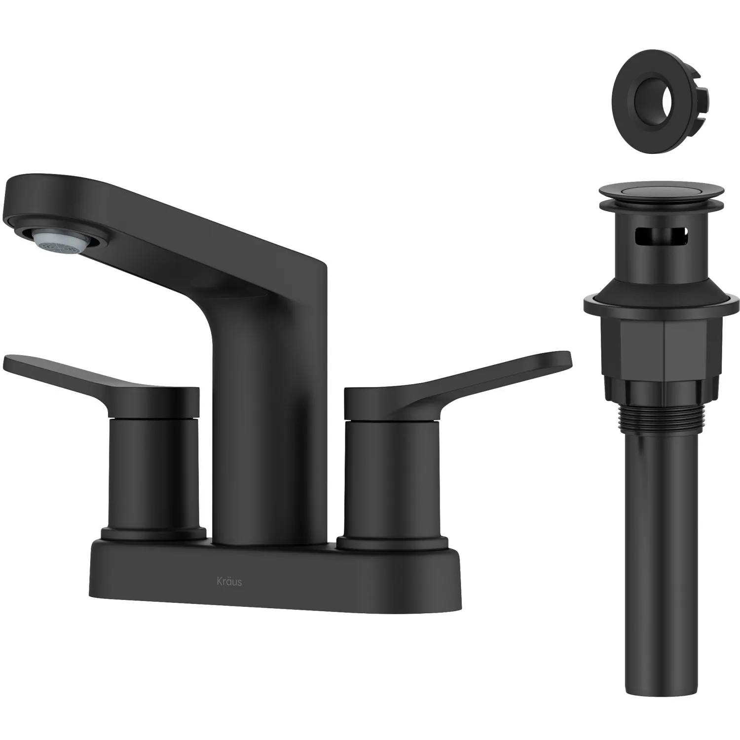 Indy 2-Handle 4-inch Centerset Bathroom Faucet in Matte Black 4" Center Set
