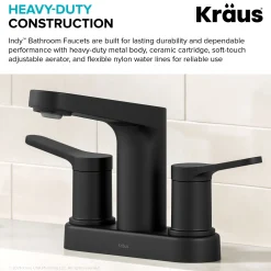 Indy 2-Handle 4-inch Centerset Bathroom Faucet in Matte Black 4