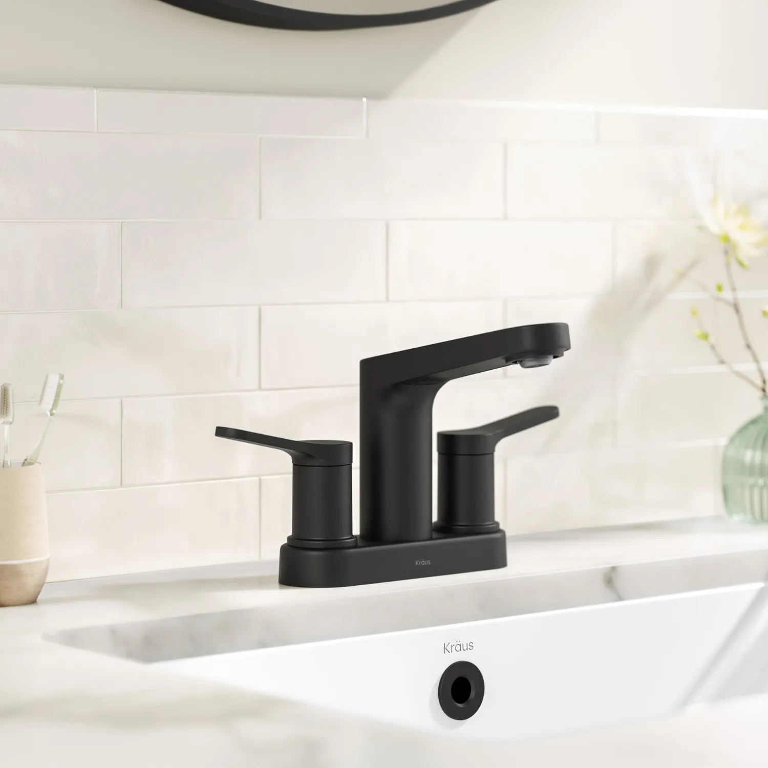 Indy 2-Handle 4-inch Centerset Bathroom Faucet in Matte Black 4" Center Set