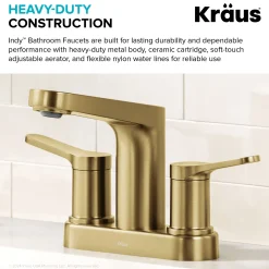 Clearance Indy 2-Handle 4-inch Centerset Bathroom Faucet in Spot-Free Brushed Brass 4