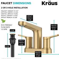 Clearance Indy 2-Handle 4-inch Centerset Bathroom Faucet in Spot-Free Brushed Brass 4